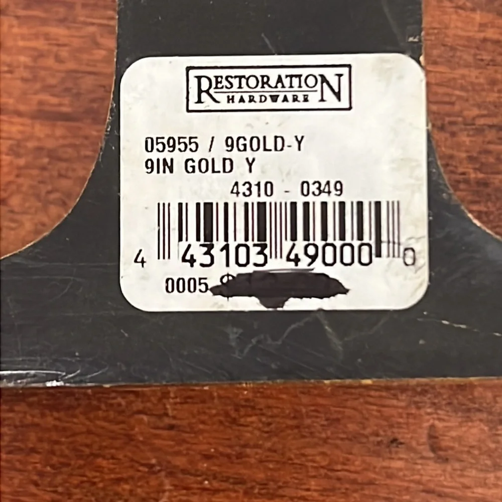 Restoration Hardware Gold Leafing Foil Wood Letter Y 9” Wall Hanging